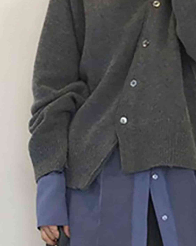 Dropped Shoulder Buttoned Cardigan