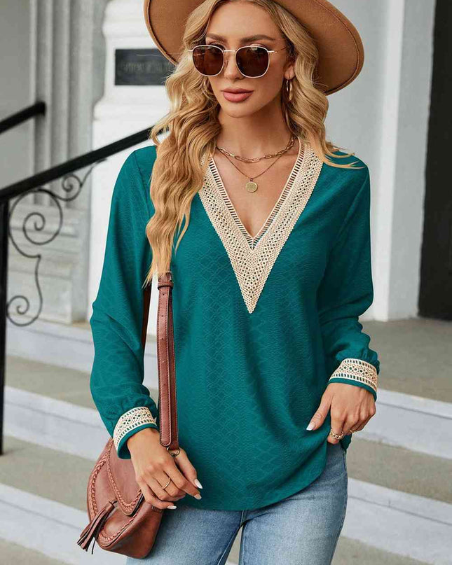 V-Neck Long Sleeve Blouse