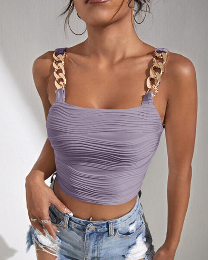 Chain Detail Square Neck Tank