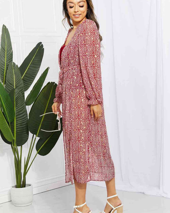 Leopard Tie Waist Flounce Sleeve Cover Up