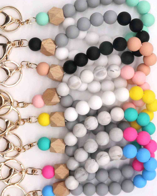Assorted 2-Pack Multicolored Beaded Wristlet Keychain