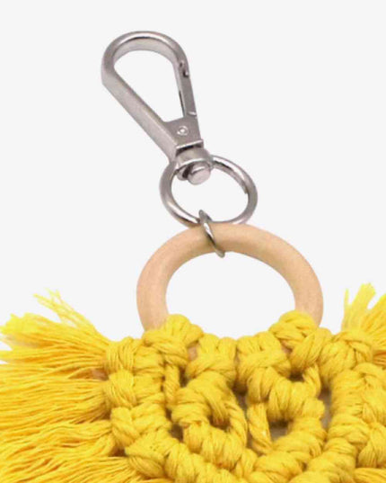 Assorted 4-Pack Heart-Shaped Macrame Fringe Keychain