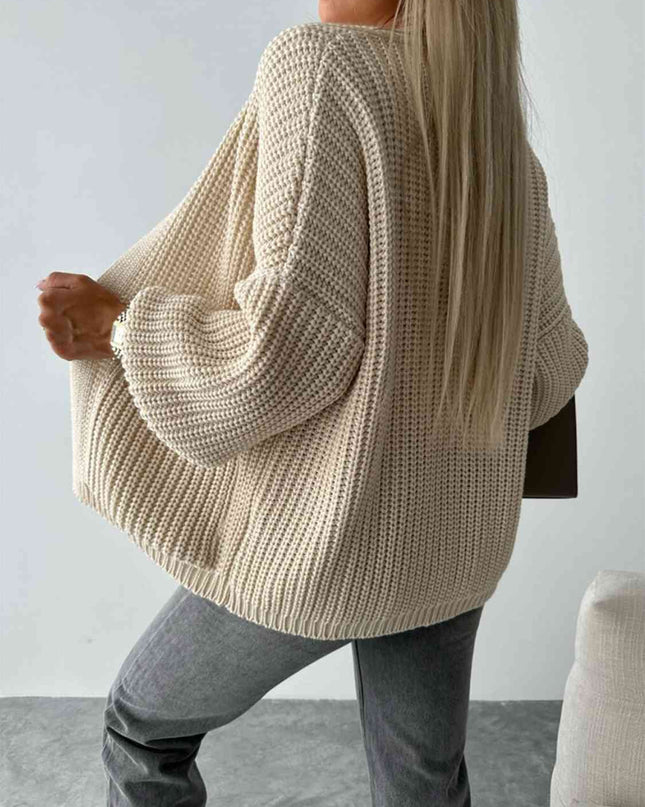 Open Front Dropped Shoulder Cardigan