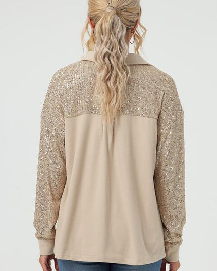 Sequin Long Sleeve Shirt