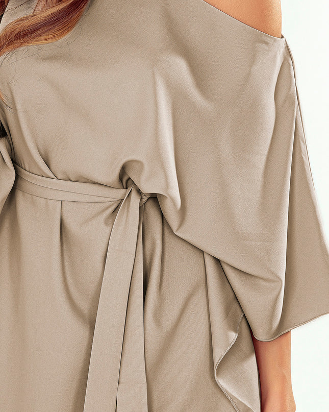 Tie Waist One-Shoulder Mini Dress