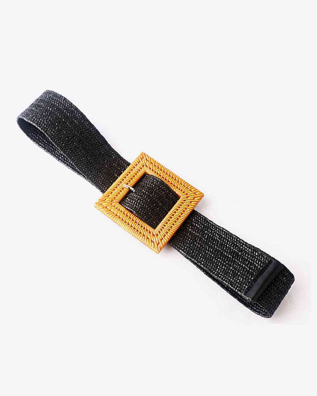 Square Buckle Elastic Braid Belt