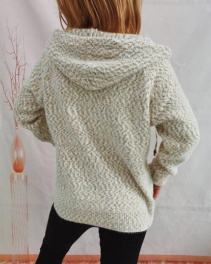 Zip Up Drawstring Long Sleeve Hooded Sweater