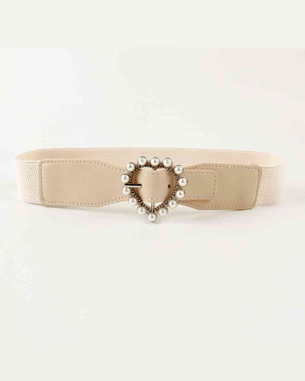 Pearl Heart Buckle Elastic Belt