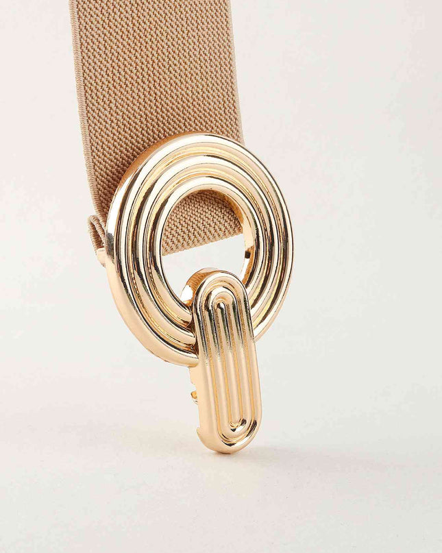 Geometric Buckle Elastic Wide Belt