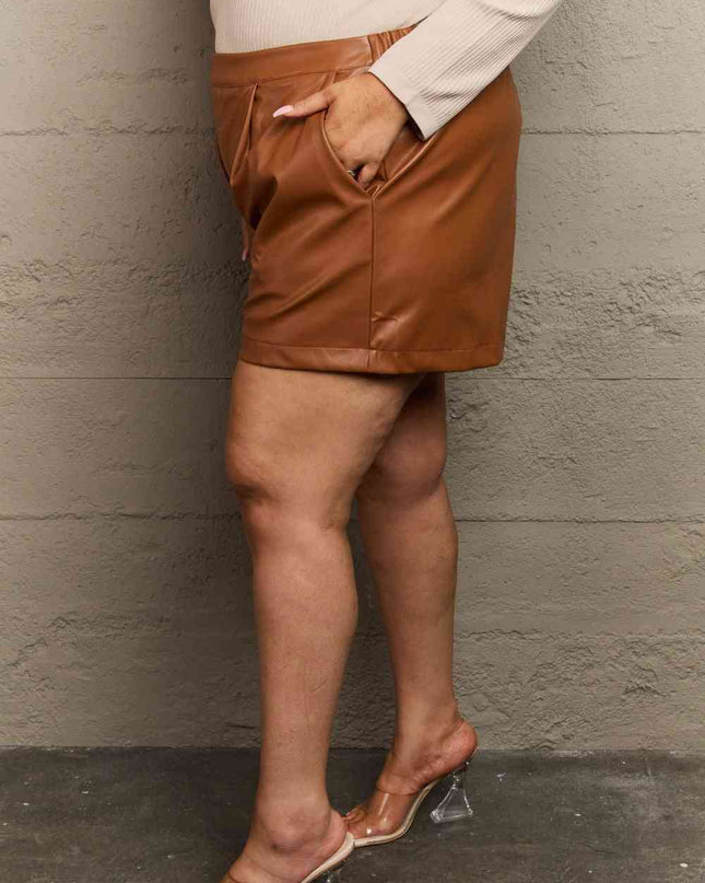 HEYSON Leather Baby Full Size High Waist Vegan Leather Shorts
