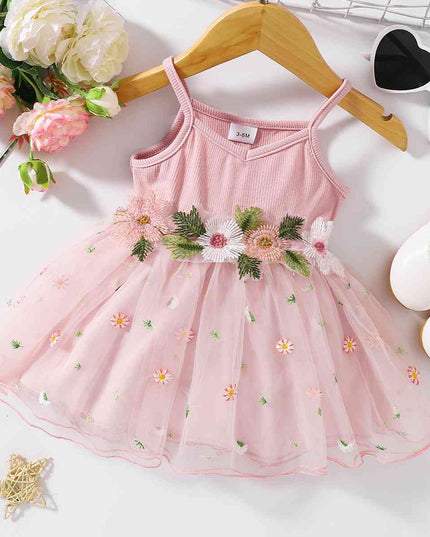 Embroidered Spaghetti Strap V-Neck Dress