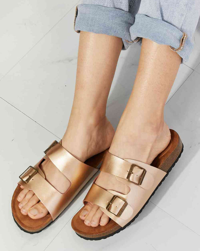 MMShoes Best Life Double-Banded Slide Sandal in Gold