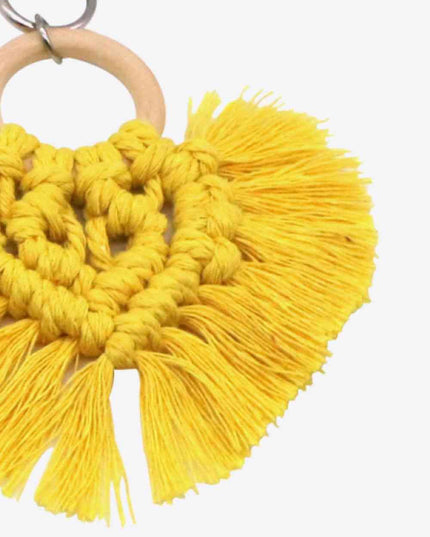 Assorted 4-Pack Heart-Shaped Macrame Fringe Keychain