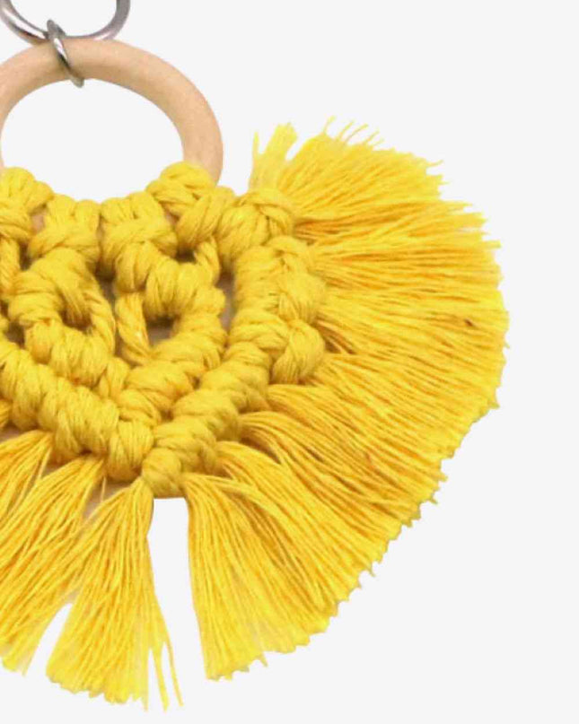 Assorted 4-Pack Heart-Shaped Macrame Fringe Keychain