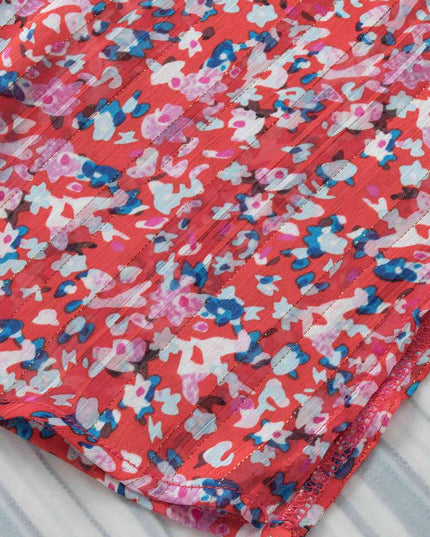 Printed V-Neck Tunic Blouse