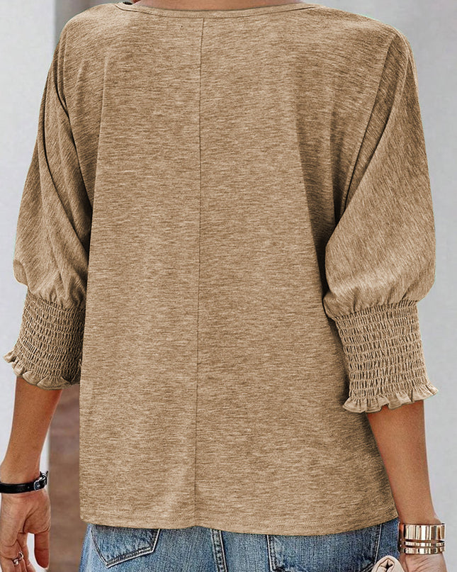 Round Neck Three-Quarter Sleeve Top
