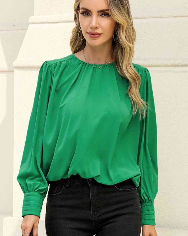 Round Neck Puff Sleeve Blouse