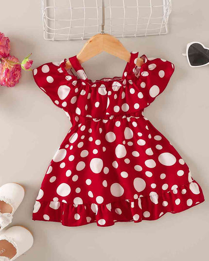 Printed Frill Trim Ruffle Hem Dress