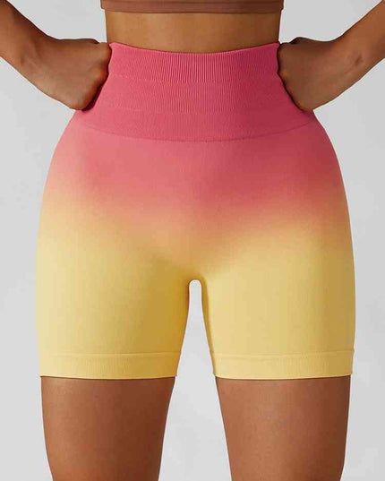 Gradient Wide Waistband Slim Fit Sports Shorts