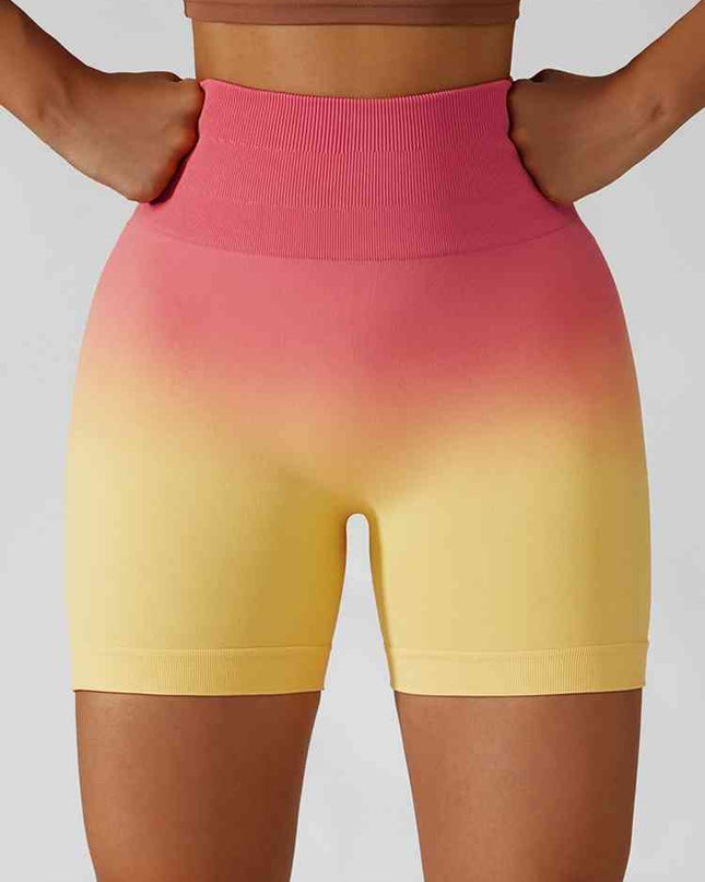 Gradient Wide Waistband Slim Fit Sports Shorts