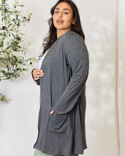 Celeste Full Size Open Front Cardigan with Pockets