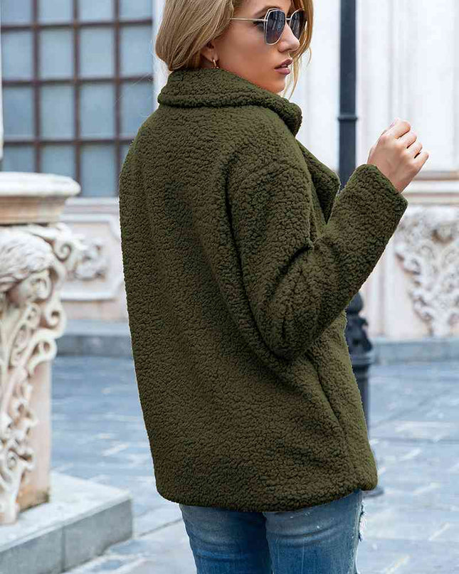 Full Size Lapel Collar Sherpa Coat