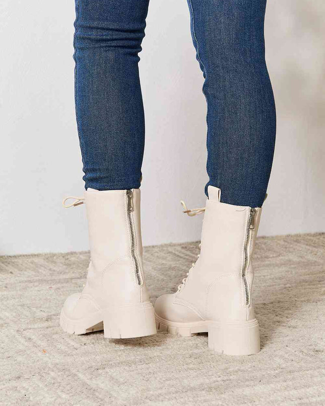 East Lion Corp Zip Back Lace-up Front Combat Boots