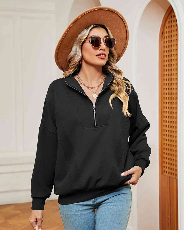Half-Zip Dropped Shoulder Sweatshirt