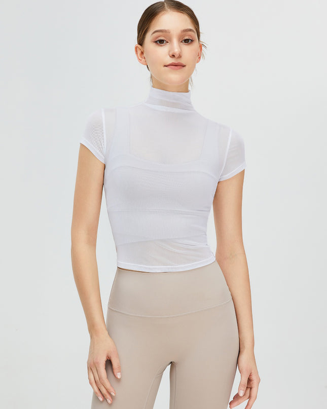 Turtleneck Cap Sleeve Active T-Shirt
