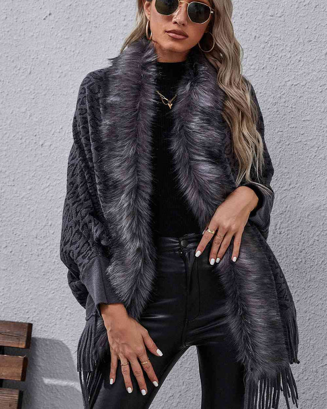 Leopard Fringe Detail Poncho