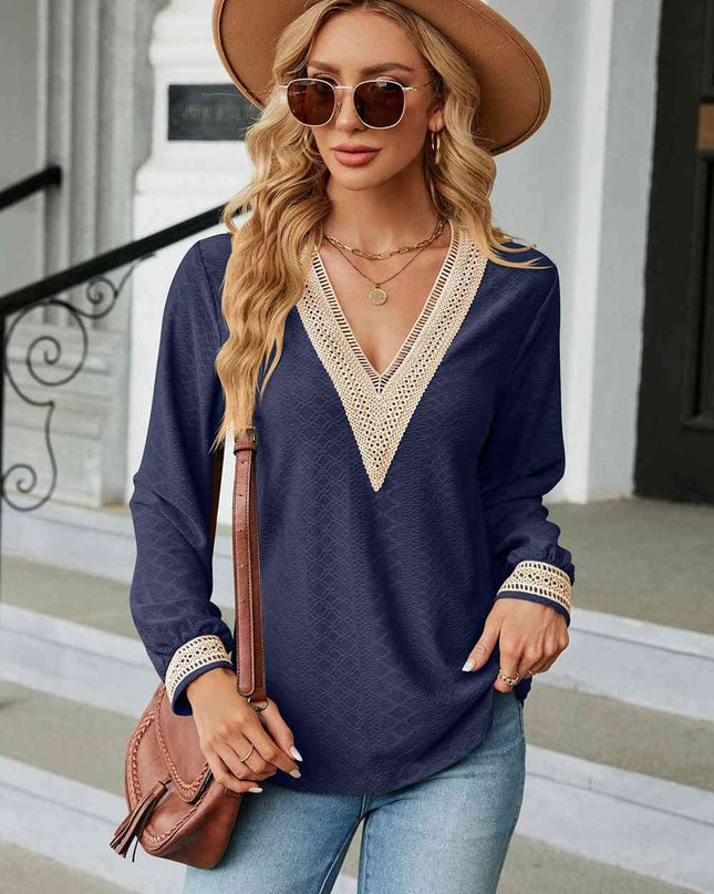 V-Neck Long Sleeve Blouse