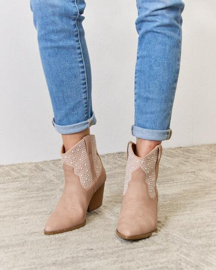 East Lion Corp Rhinestone Ankle Cowgirl Booties