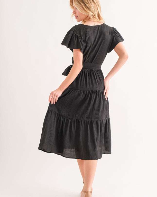 And The Why Textured Tiered Midi Dress