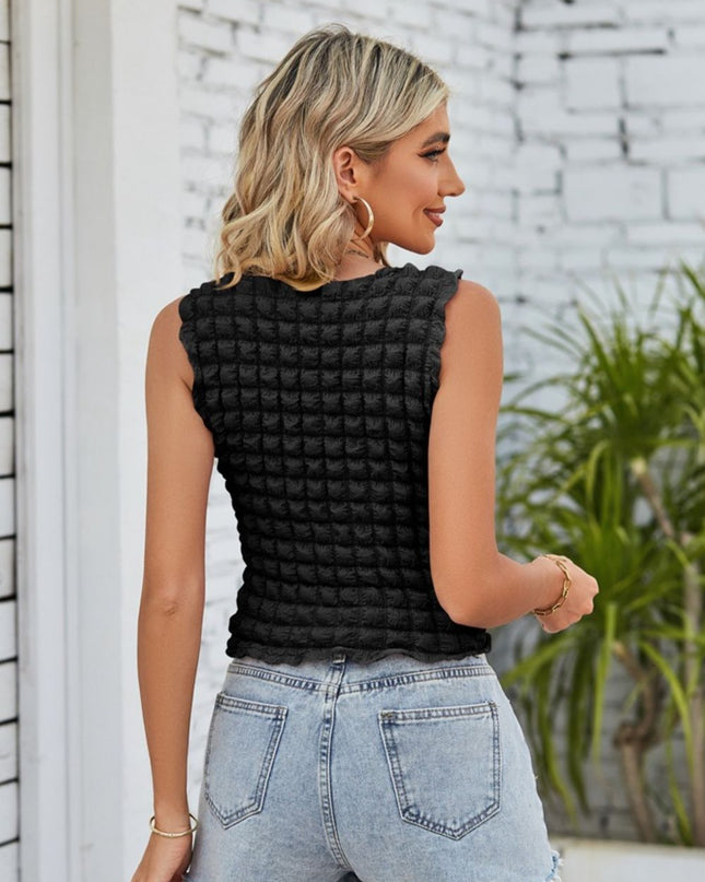 Textured Round Neck Tank