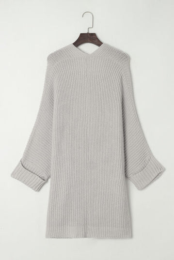 Waffle-Knit Long Sleeve Cardigan with Pocket