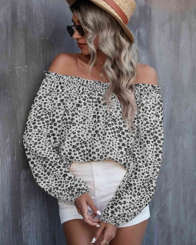 Off-Shoulder Long Sleeve Blouse