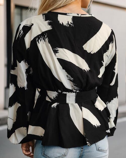 Printed Tie Front Lace Detail Cardigan