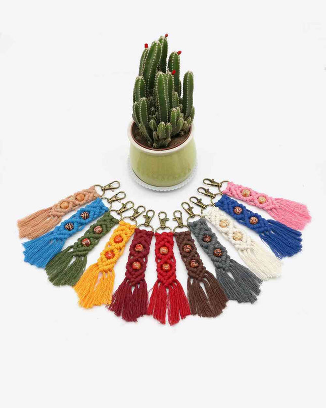 Assorted 4-Pack Handmade Macrame Fringe Keychain