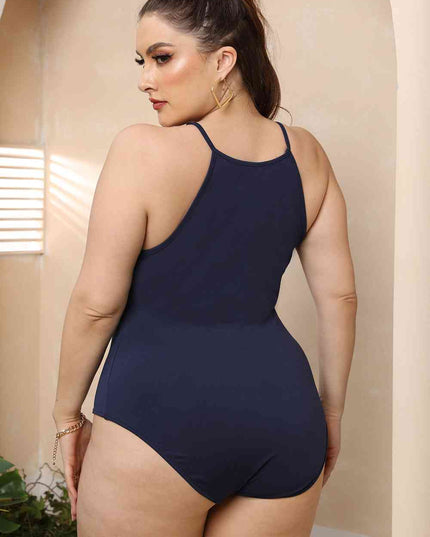 Plus Size Halter Neck Spaghetti Strap Bodysuit