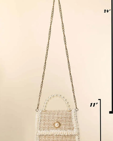 Fame Pearly Trim Woven Handbag