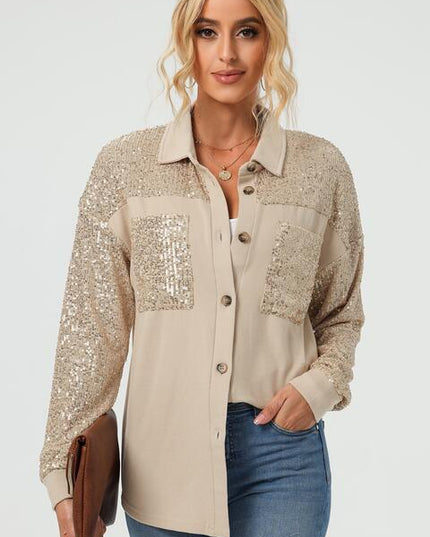 Sequin Long Sleeve Shirt