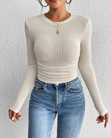 Round Neck Ruched Knit Top