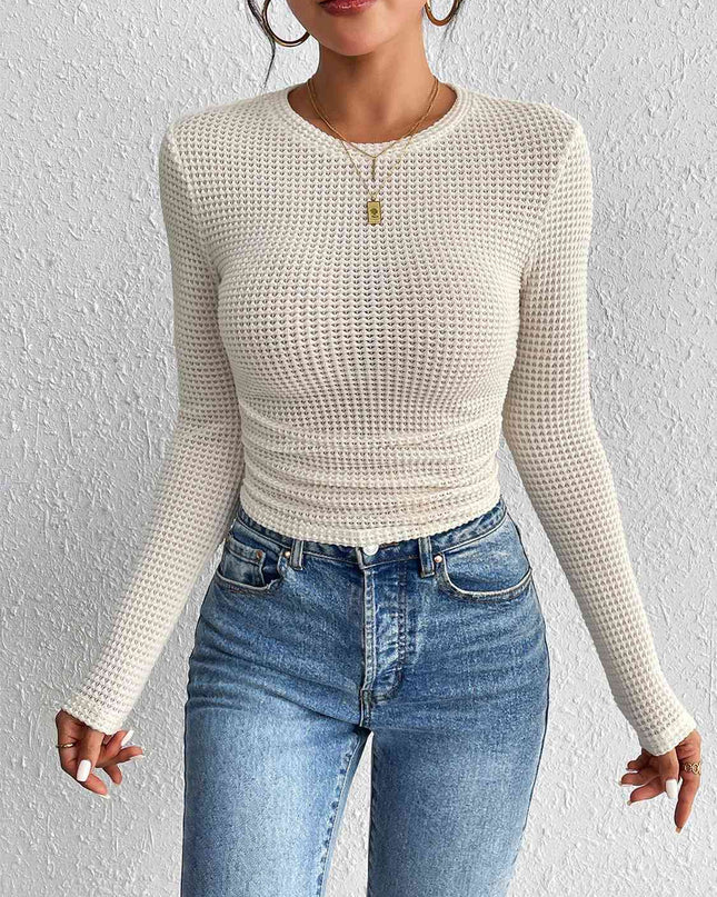 Round Neck Ruched Knit Top