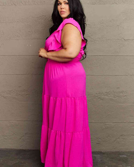 GeeGee Fancy Fizz Plus Size Tiered Side Slit Maxi Dress
