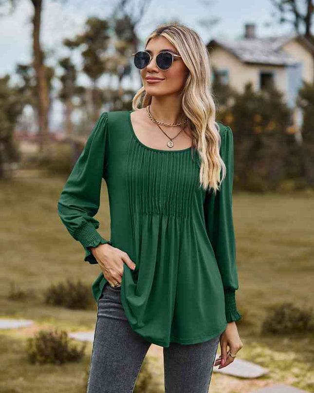 Puff Sleeve Pleated Blouse