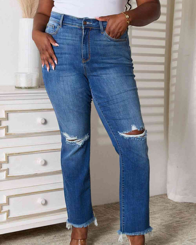 Judy Blue Full Size Distressed Raw Hem Jeans
