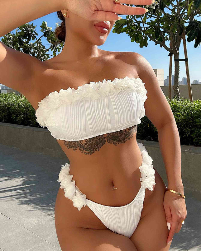 Applique Tie Back Two-Piece Bikini Set