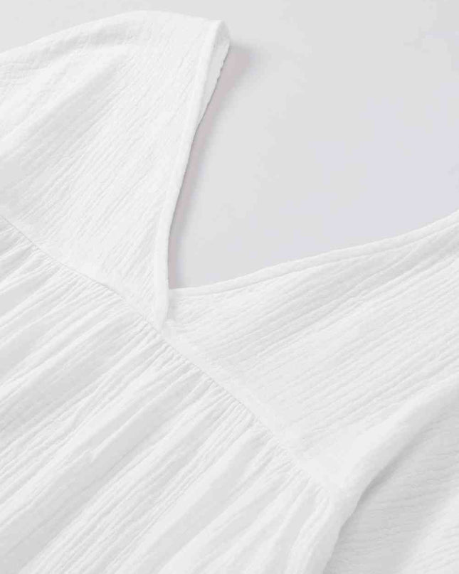 Dropped Shoulder V-Neck Blouse