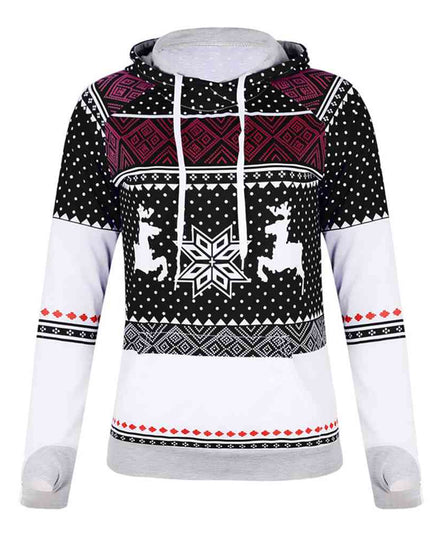Printed Long Sleeve Hoodie with Pocket