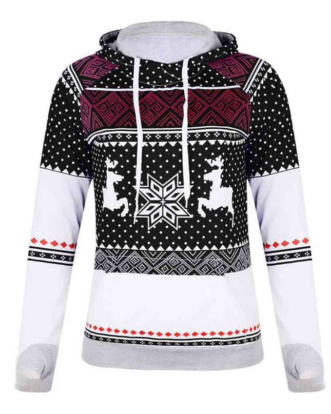Printed Long Sleeve Hoodie with Pocket